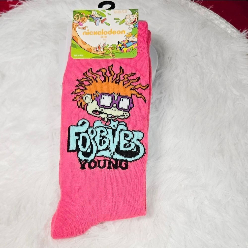 Rugrats Chuckie Pink Crew Socks – Forever Young Y2K Retro Nickelodeon Nostalgia